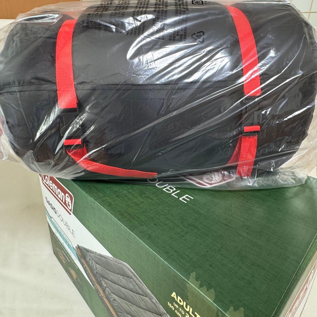 未使用 寝袋 オアシスダブル コールマン ブラウン 2人用