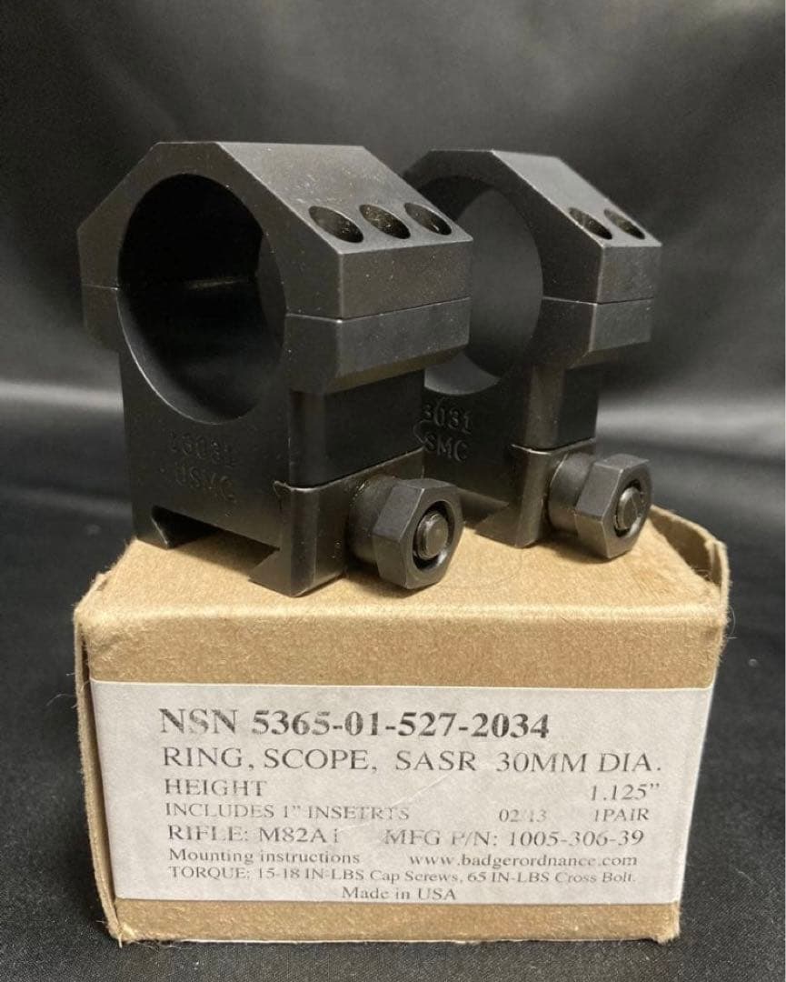 超希少　実物　官給品　 USMC スコープリング Badger Ordnance