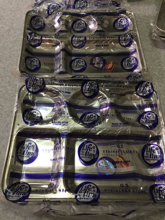 インドカレー 皿インド産　カレー皿　5枚アウトドア ステンレス 皿