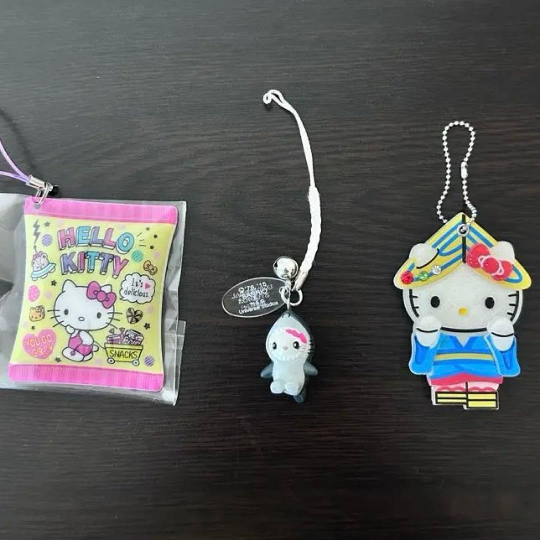 ハローキティ　2015　USJ　ジョーズ　キーホルダー　鏡　徳島お菓子ストラップ