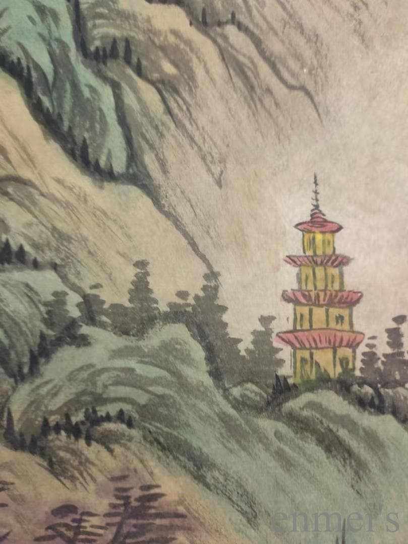 中国古美術.唐寅款.山水画.宣紙画.三尺手描き.肉筆.掛け軸.絵画.書道.水墨画