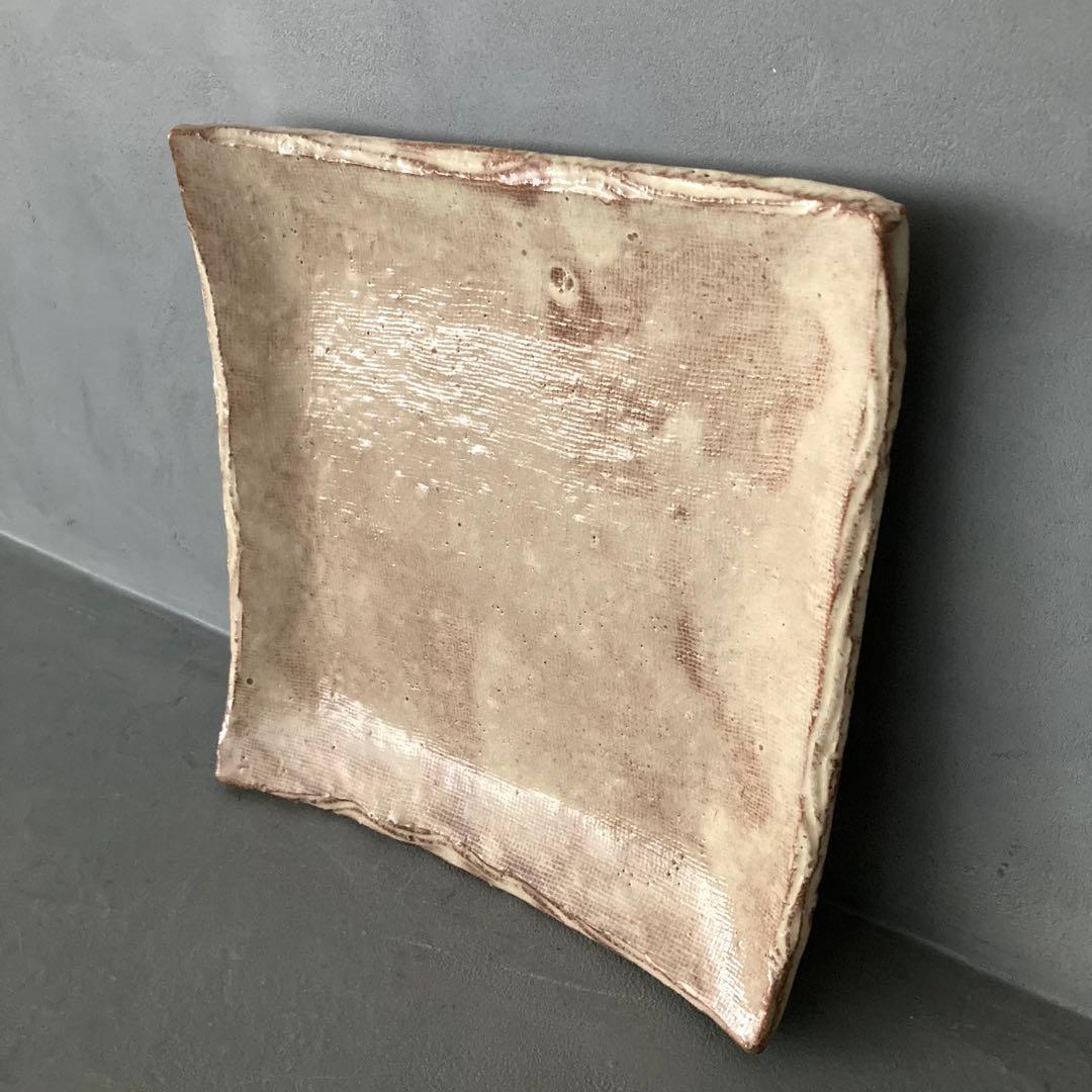 萩焼 梅田陶楽 皿 平皿 ベージュ 8cm×8.5cm×3cm