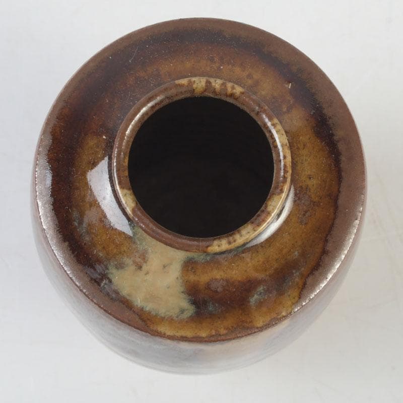 茶道具　高取焼　比古焼　藤崎寿山造　肩衝茶入　仕覆付　共箱　V　9824