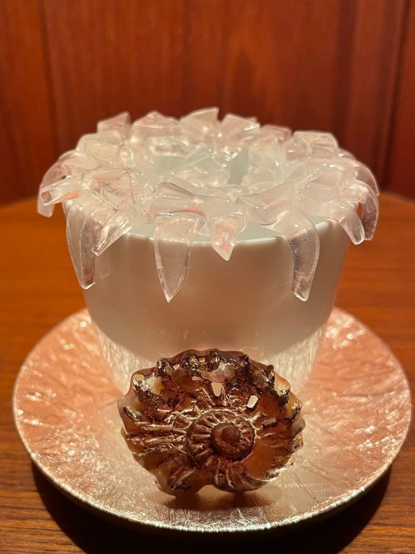 リモージュ ×アンモナイト　ヴィンテージ　アクセサリーケース　銀製品　工芸品