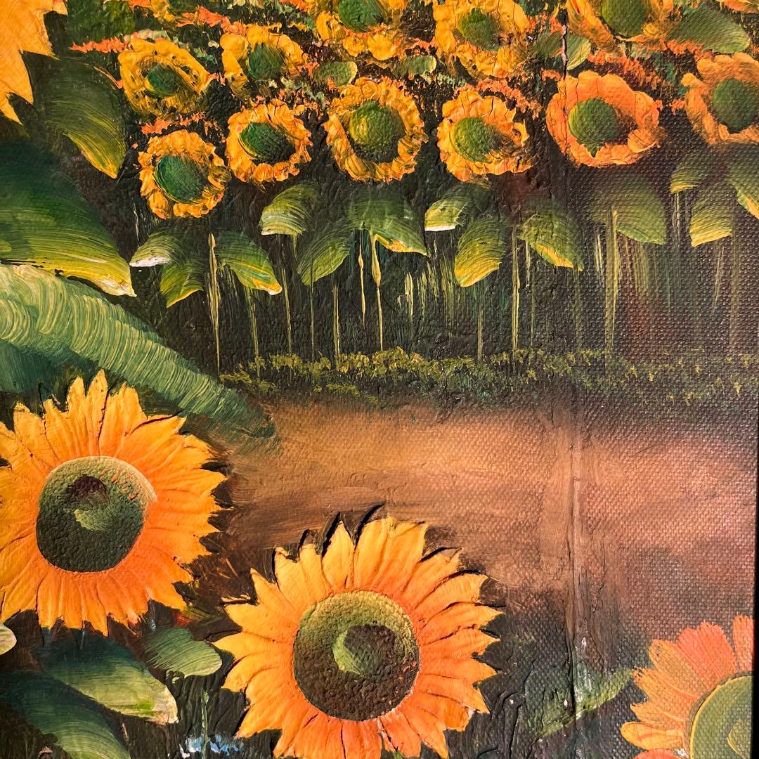 ★アウトレット★手書き油絵 ひまわり畑 額付 絵画 インテリア 油彩画