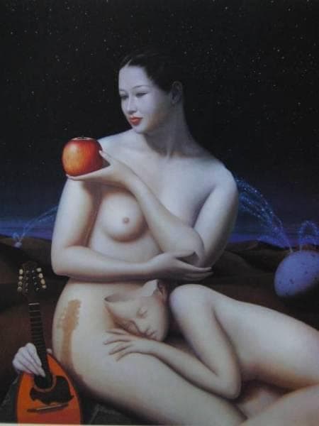 松本匠、「回想の夜」、希少な画集より、新品高級額・額装付、状態良好