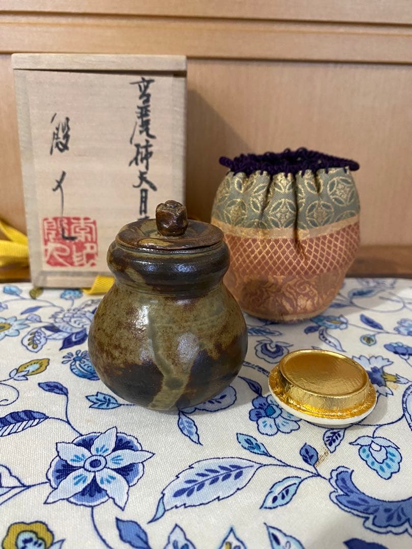 ¥42,800からお値下中　茶道具　人間国宝　李殷九 　高麗柿天目茶入