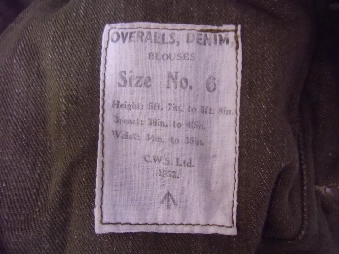 ＧＢイギリス軍/英軍＊１９５２年＊グリーンデニム製バトルドレス（実物）