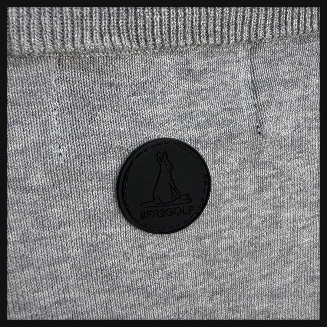 【新品タグ付】FR2GOLF ゴルフ 綿 ニットベスト 刺繍ロゴ グレー 2XL