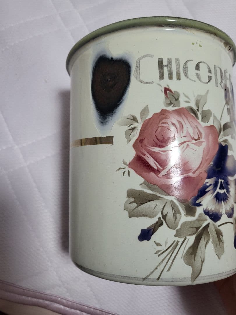 フランスアンティーク 薔薇とパンジー JAPY ホーローキャニスター 3つセット