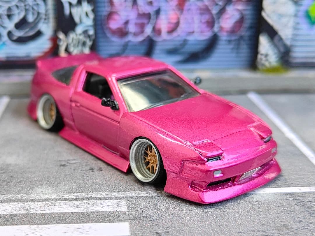 ホットウィールカスタム 日産 180sx フルエアロ キャンディー色トミカ改造