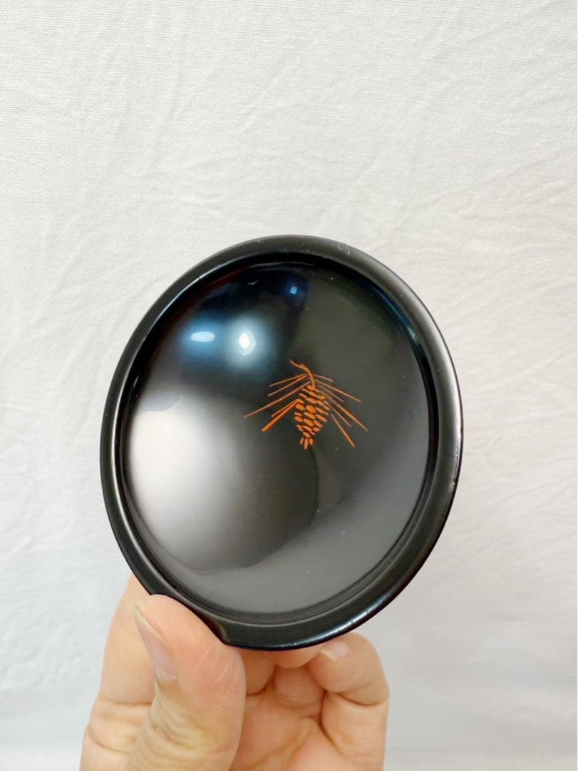 ほぼ未使用 懐石道具 木製黒塗 松葉蒔絵 箸洗い 十客揃 見返し蒔絵 元箱