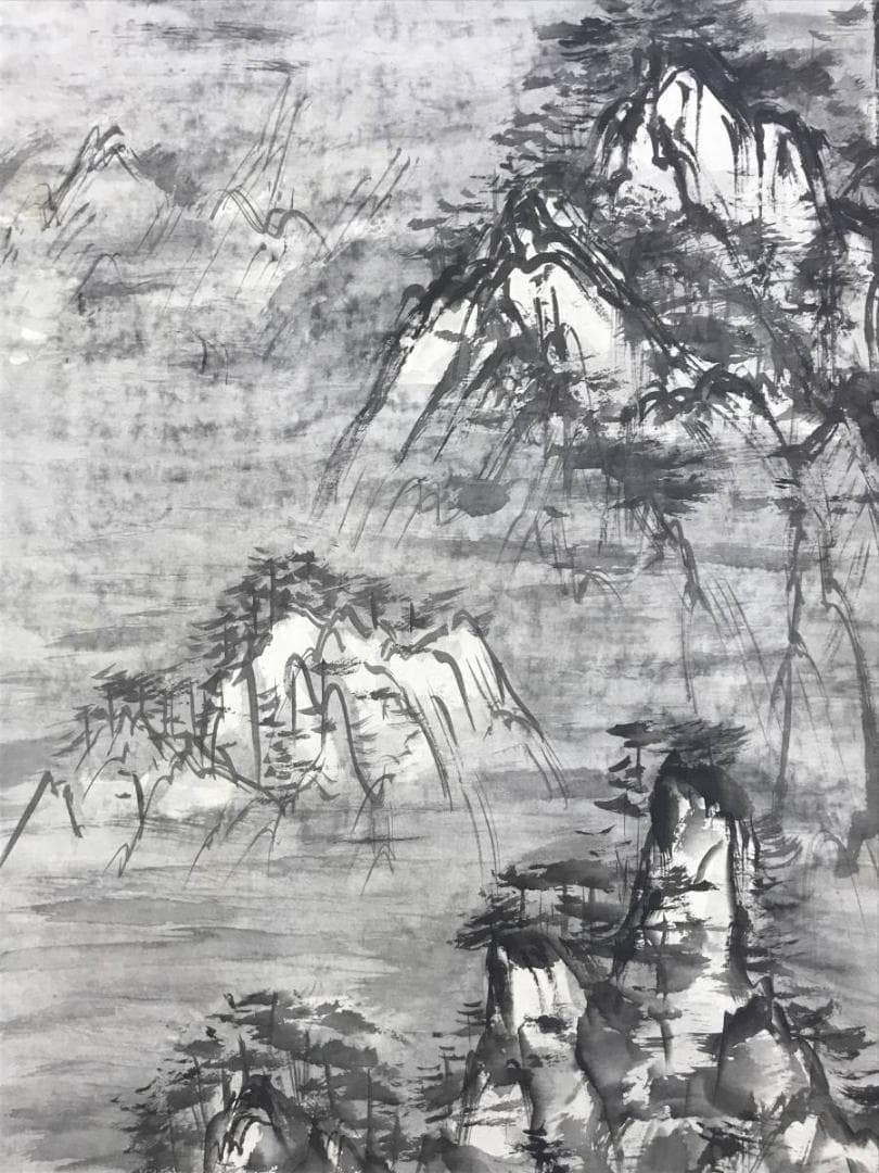 【真作】岡野克俊/山水図/深山図/掛軸/名家伝来/AD-654