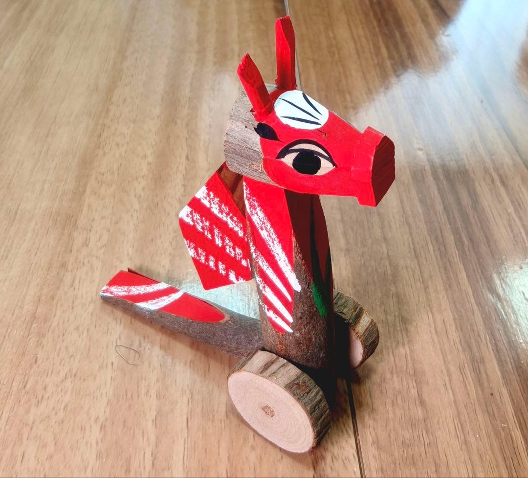 杵島山一刀彫　大八車　馬