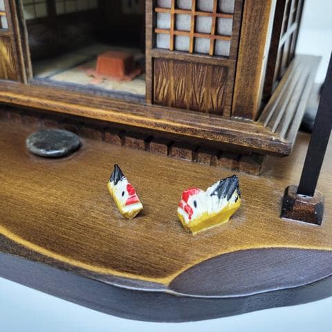 中田順也 作　郷愁のかやぶき古民家　からくりオルゴール　完動品！