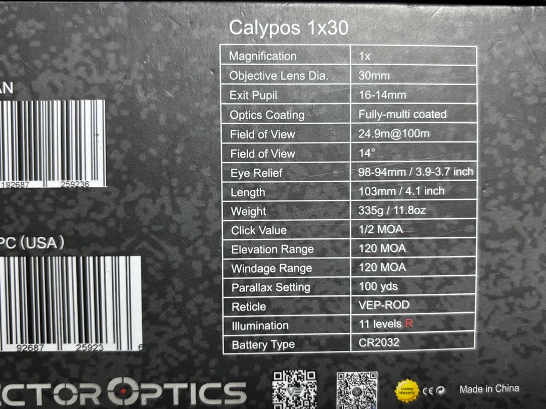 ベクターオプティクス Calypos 1x30 キャリポス