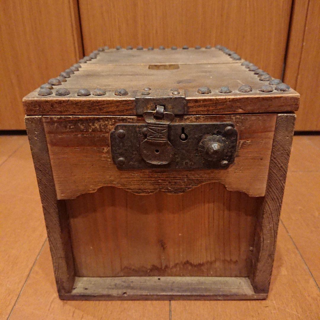 稀少 明治期 欅 銭函 木製 鉄鋲 金庫 古民具 古道具 時代物 アンティーク