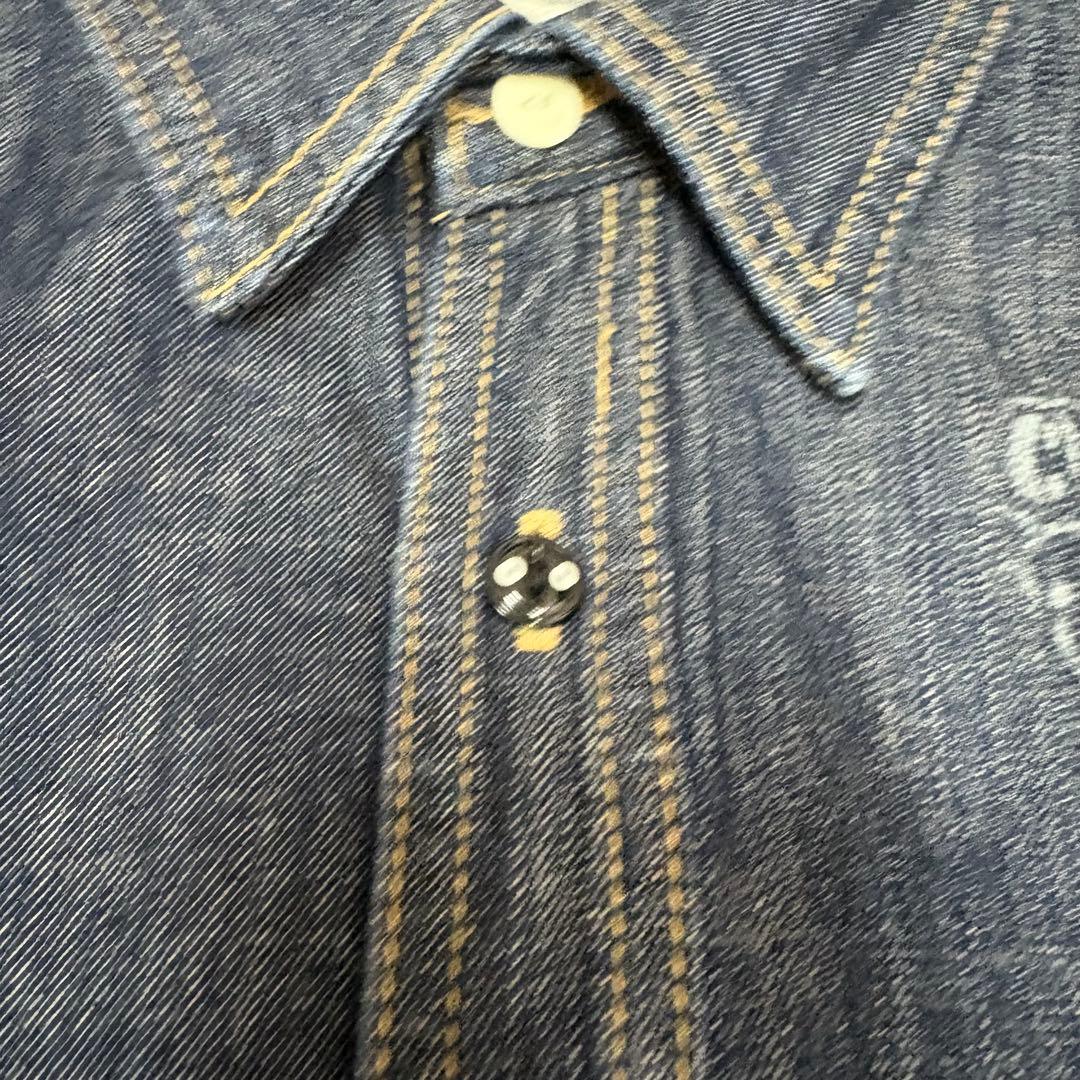 となりのトトロ　デニムシャツ ネコバスステンシル　M