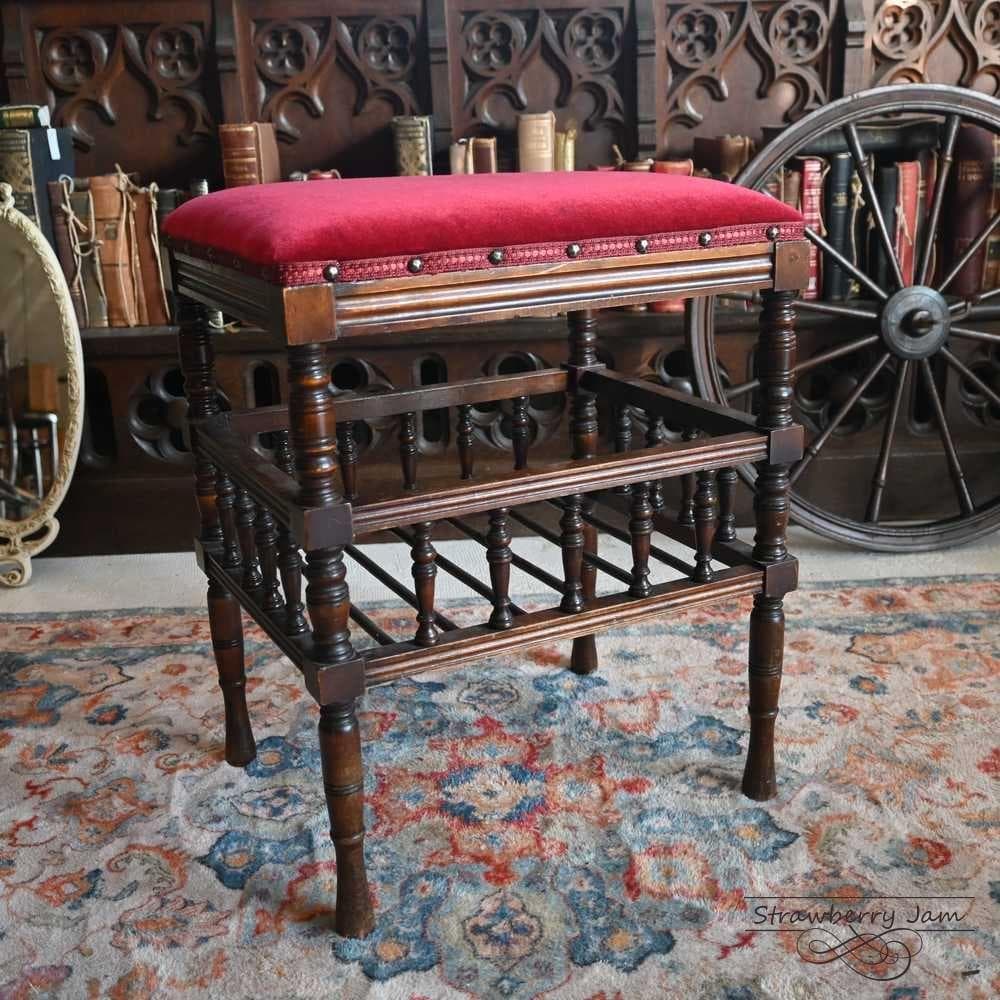 L3705-17 英国アンティーク スツール ピアノスツール 収納スツール