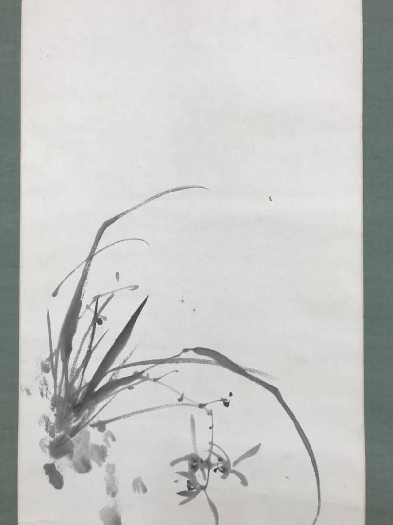 真作/滝和亭/秋蘭図/ラン図/花図/花鳥図/掛軸☆宝船☆AE-415