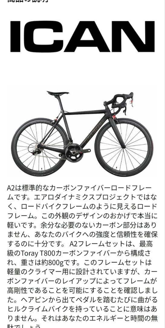 ICAN A2 カーボンロードバイクフレーム