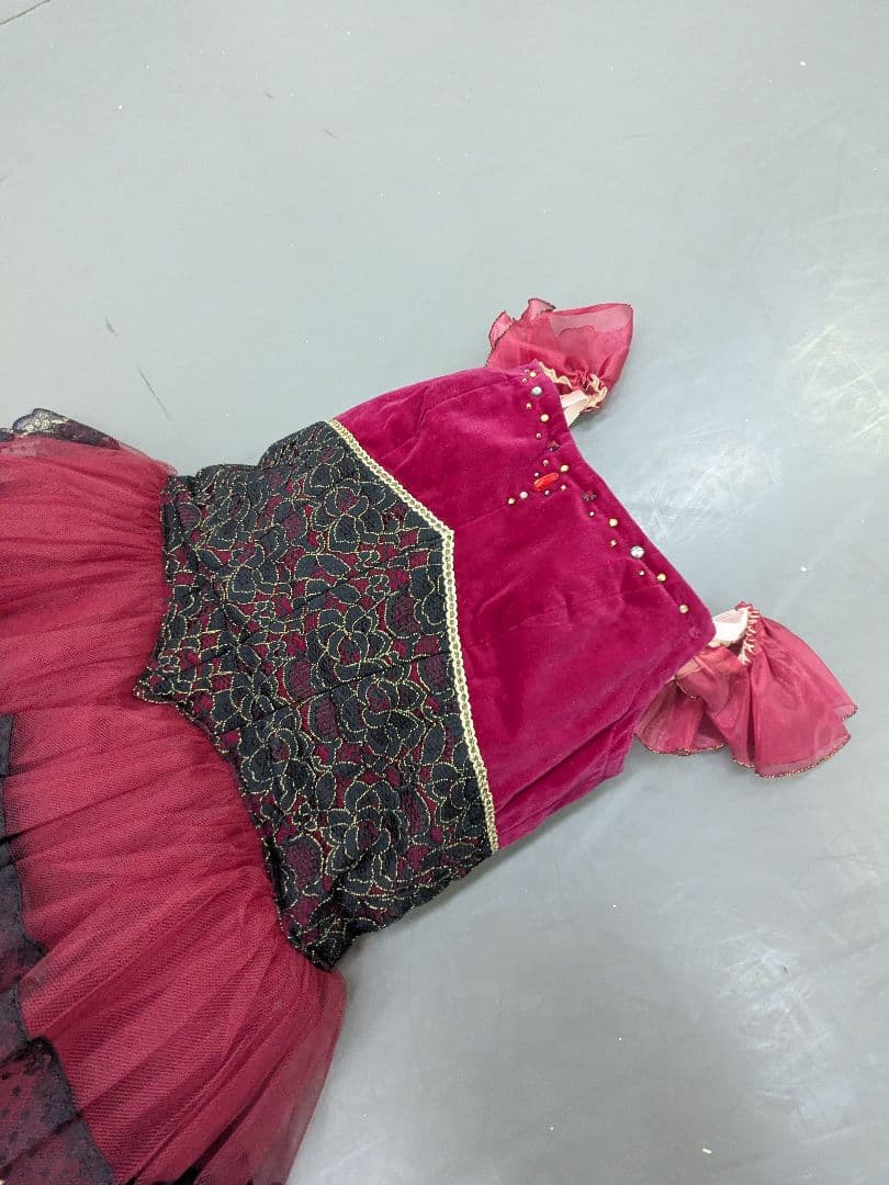 バレエ衣裳/ジュニア スペイン風 赤&黒3段スカート 4着セット