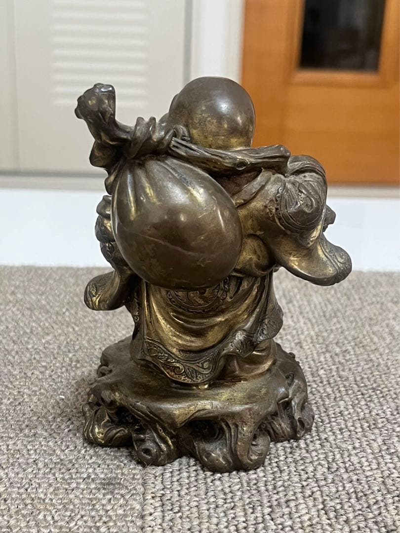 中国美術 布袋様　真鍮骨董　銅製唐物　七福神　大　縁起