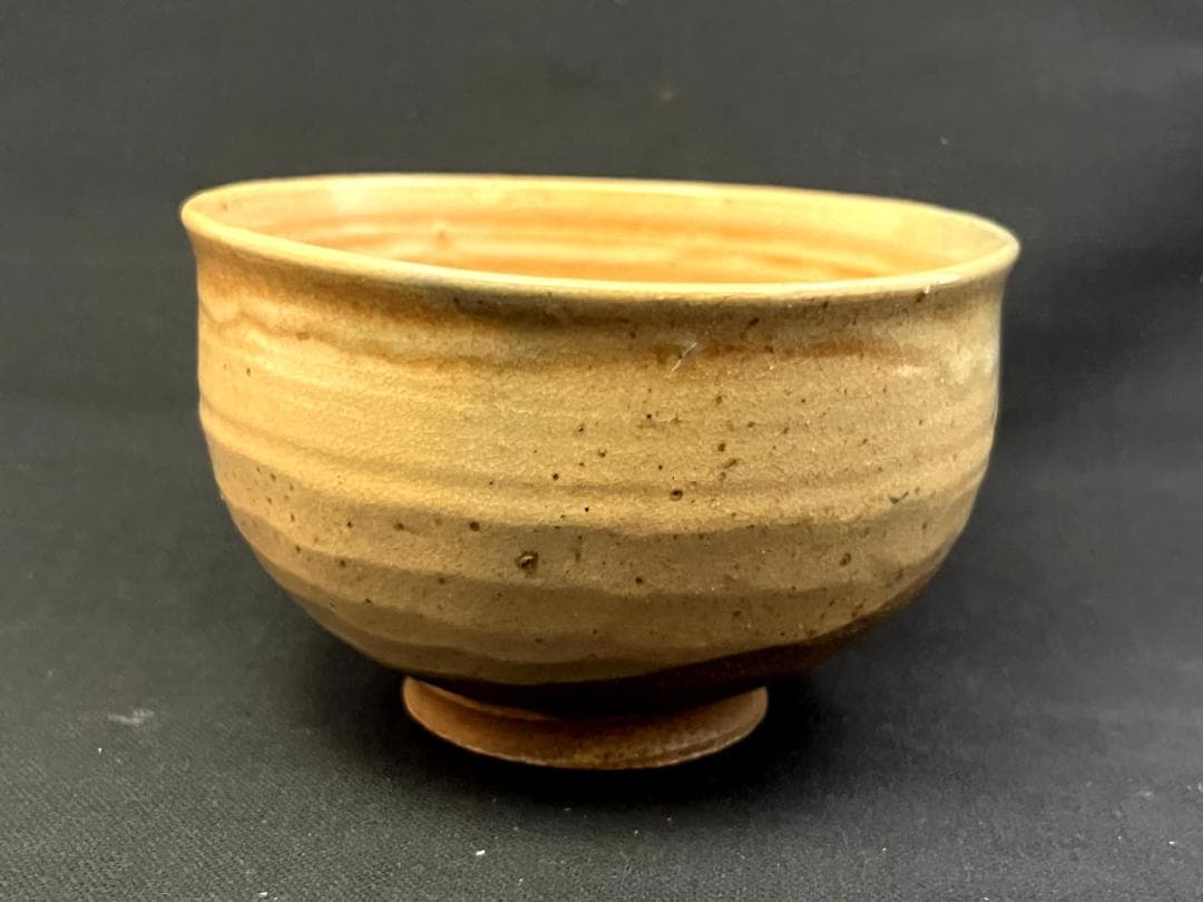 茶碗■古朝日焼 七十七翁庵 古京焼 黄瀬戸 涙紺 古美術 時代物 骨董品■