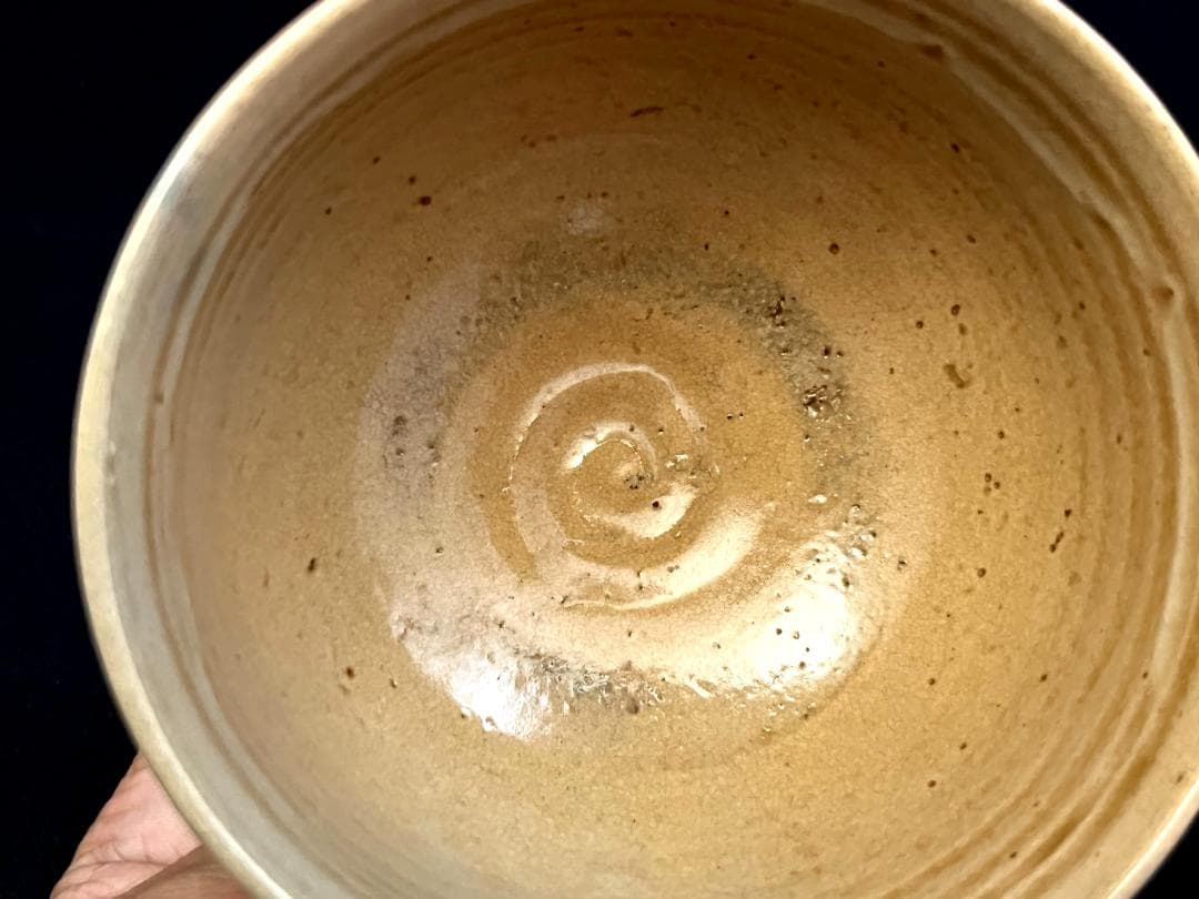 茶碗■古朝日焼 七十七翁庵 古京焼 黄瀬戸 涙紺 古美術 時代物 骨董品■