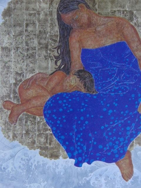 河村源三、【海】、希少な額装用画集より、新品額装付、状態良好