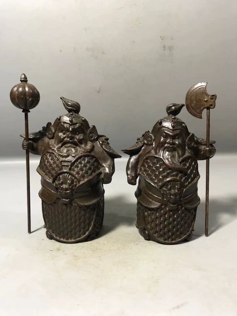 銅製 門神 鎮宅 辟邪 開運 風水 招財 荼鬱塁二神 置物 工芸品