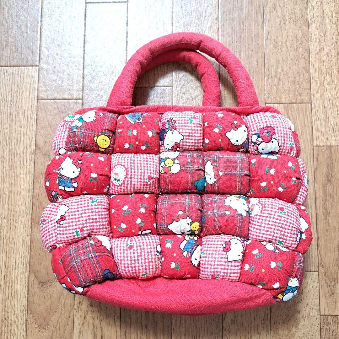 ハローキティ パッチワーク バッグ　キルト　レトロ　ぷっくり　立体 レア