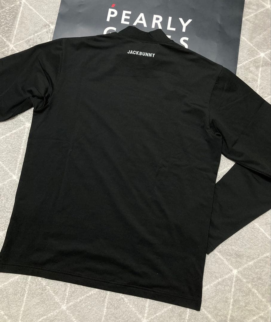 新品 パーリーゲイツ ジャックバニー 起毛ベア天 モックネックシャツ(6)LL黒