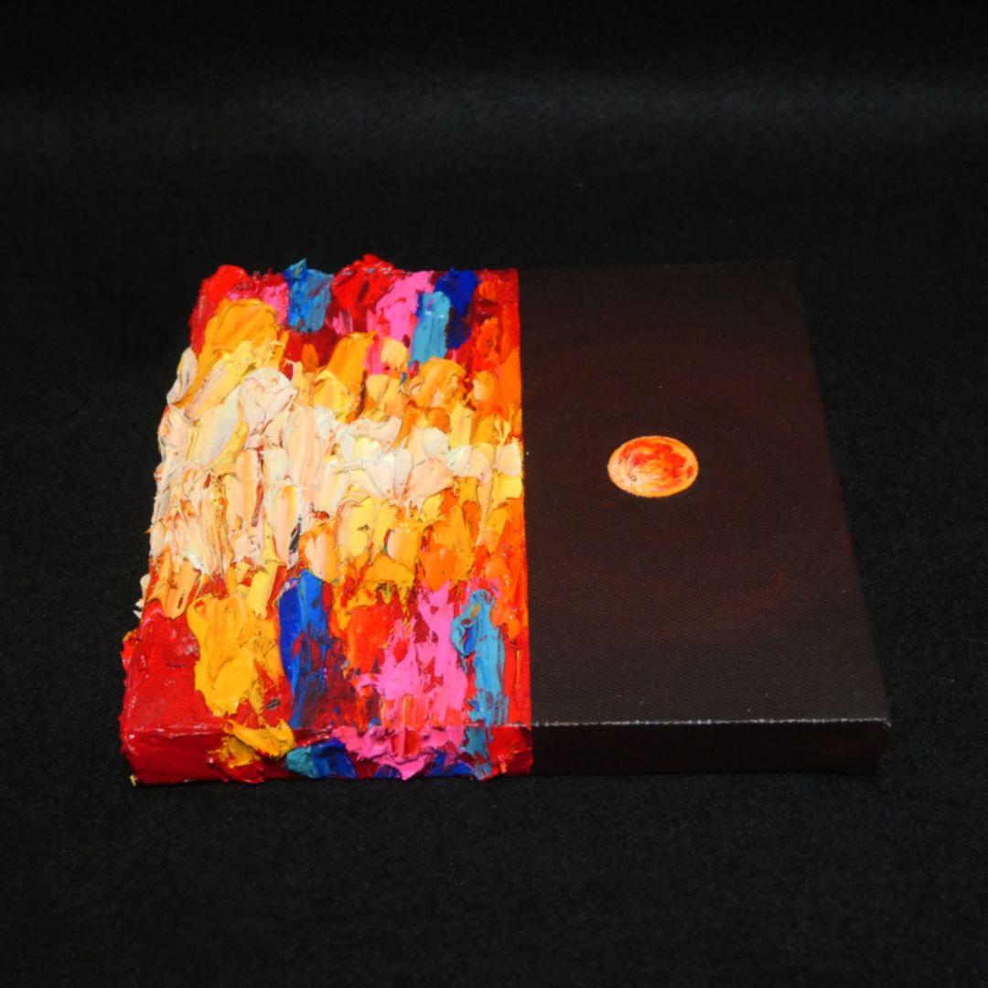 油絵 絵画 アートパネル【オレンジの満月】