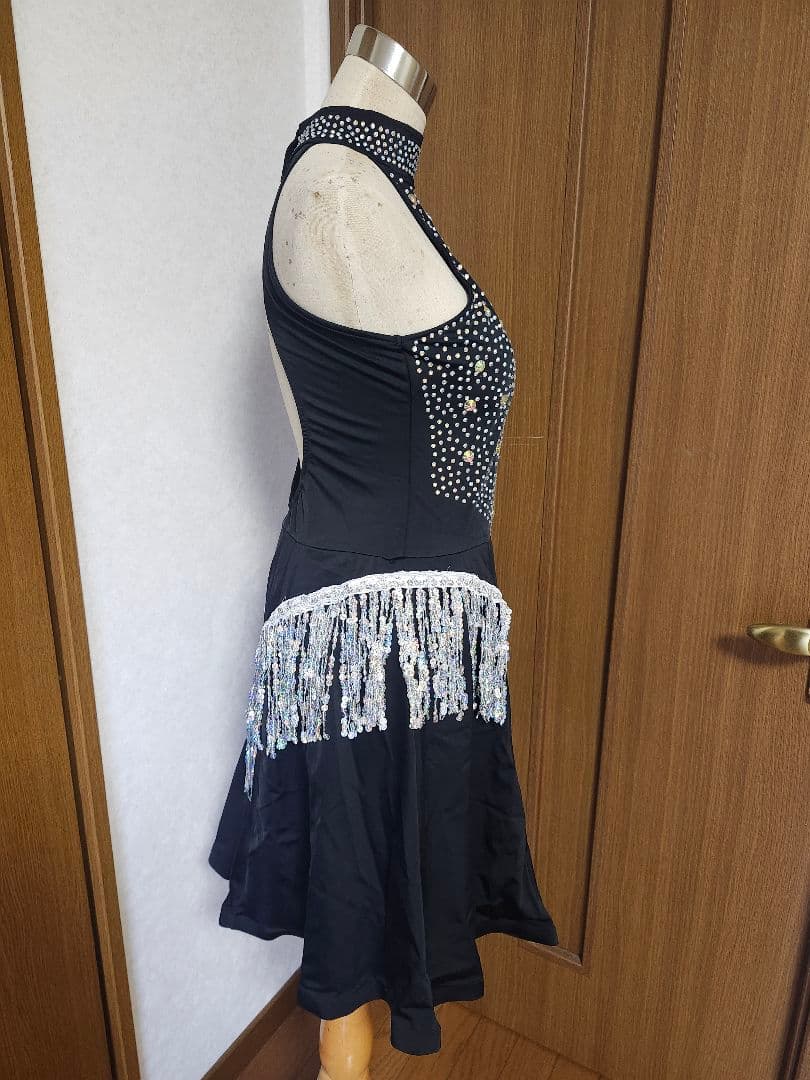 社交ダンス ラテンドレス パーティー トライアル ブラック‪✕‬シルバー S～M