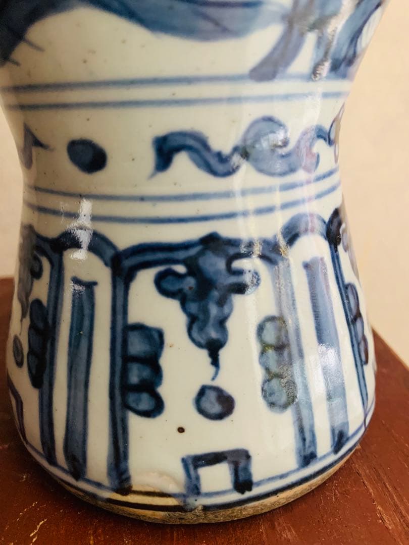 中国明時代晩期染付(青花)花瓶(梅瓶)