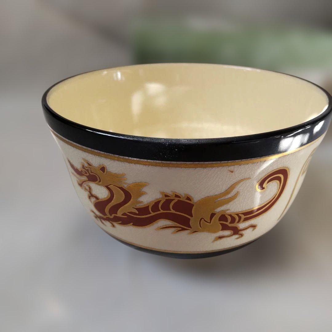 京焼 宮地英香 作 三彩龍紋 抹茶碗 茶碗 茶道具 茶器 新品 未使用 保管品