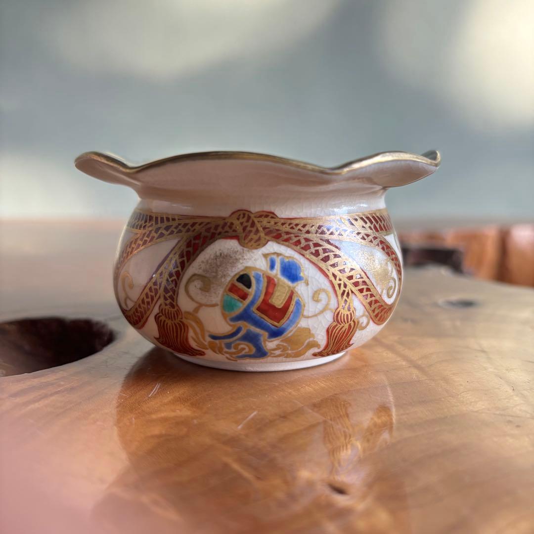 平安　山本厳造　金彩色絵宝尽文　茶器　共箱