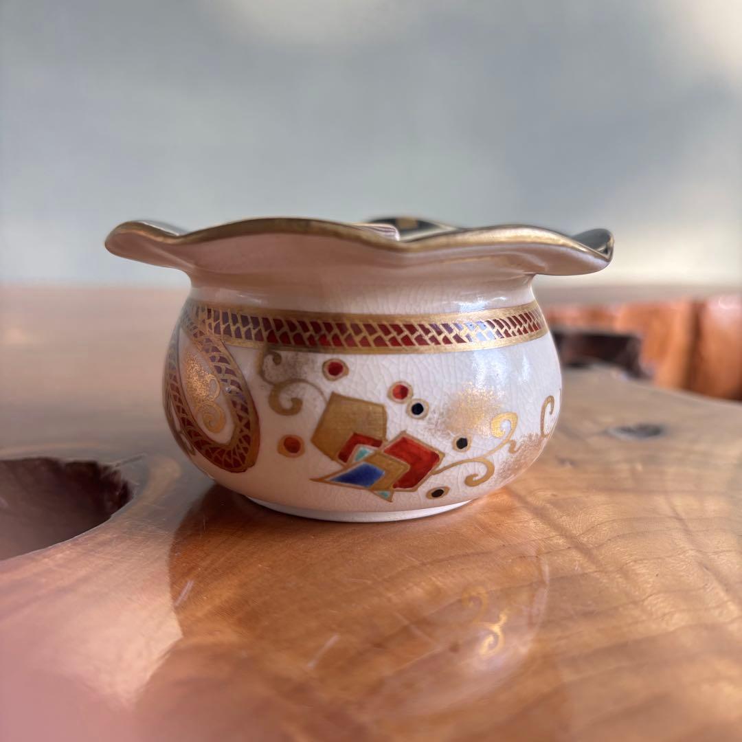 平安　山本厳造　金彩色絵宝尽文　茶器　共箱