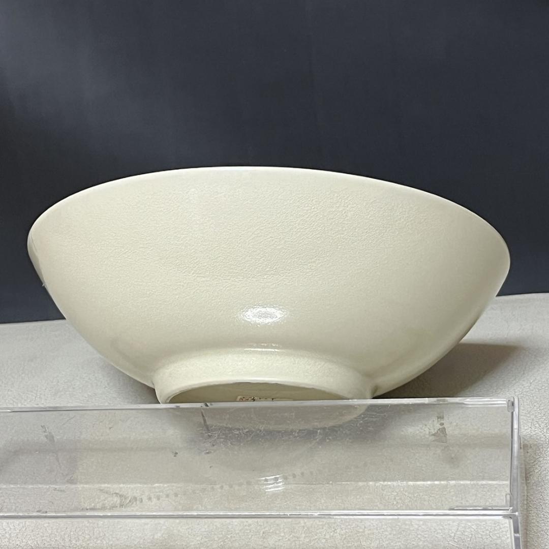 加藤渓山 牙黄磁 華鳥彫刻 鉢 共箱 菓子鉢 茶道具 【k3223】