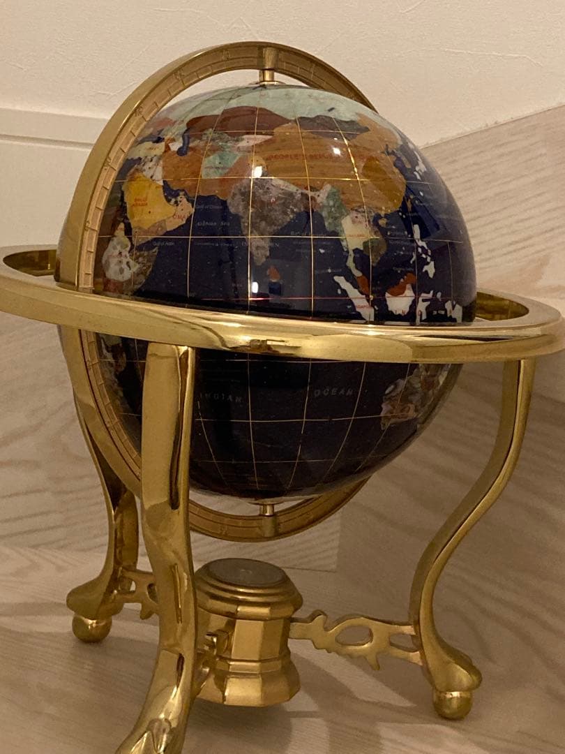地球儀　方位磁石付き　天然石　インテリア