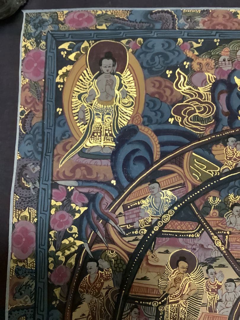 《 チベット密教　新品　1点物 》 手描き　曼荼羅　仏陀　六道輪廻　仏教　c1