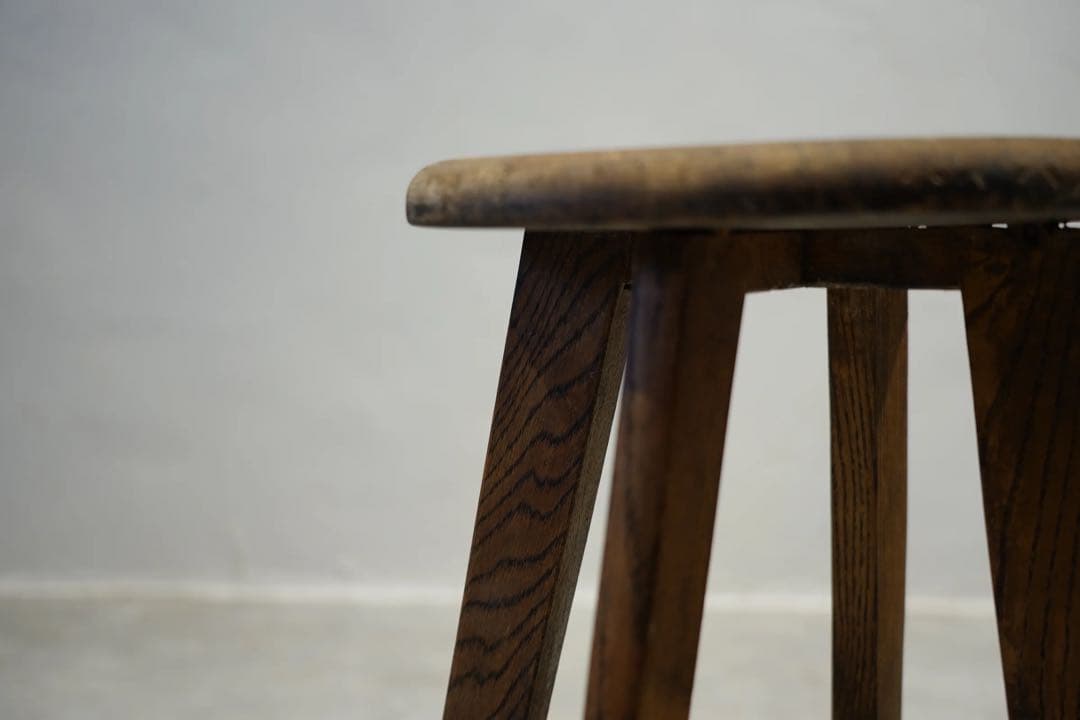 楢材　昭和初期　丸スツール　古木　椅子　レトロ