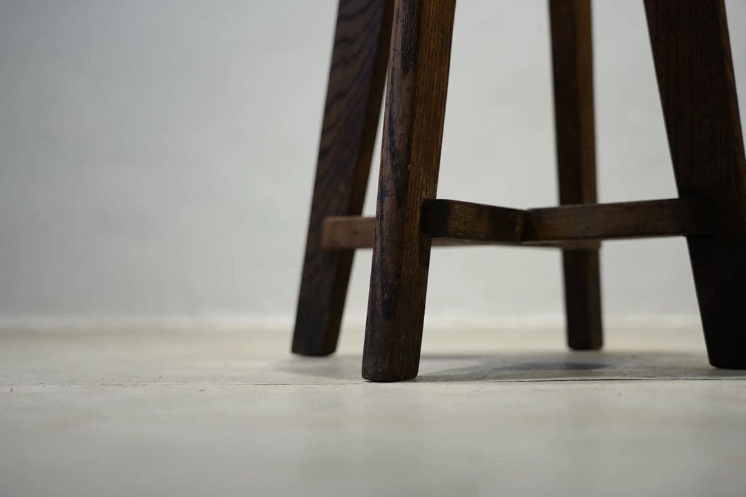 楢材　昭和初期　丸スツール　古木　椅子　レトロ