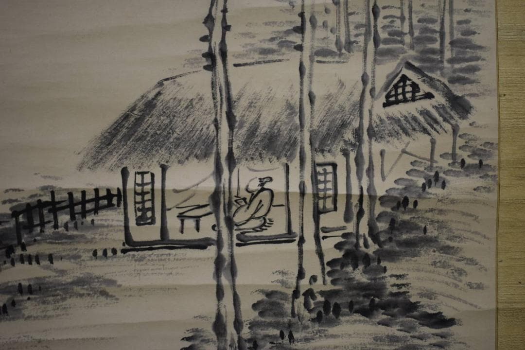 真作/田能村直入/山水人物画賛/布袋屋掛軸HH-857