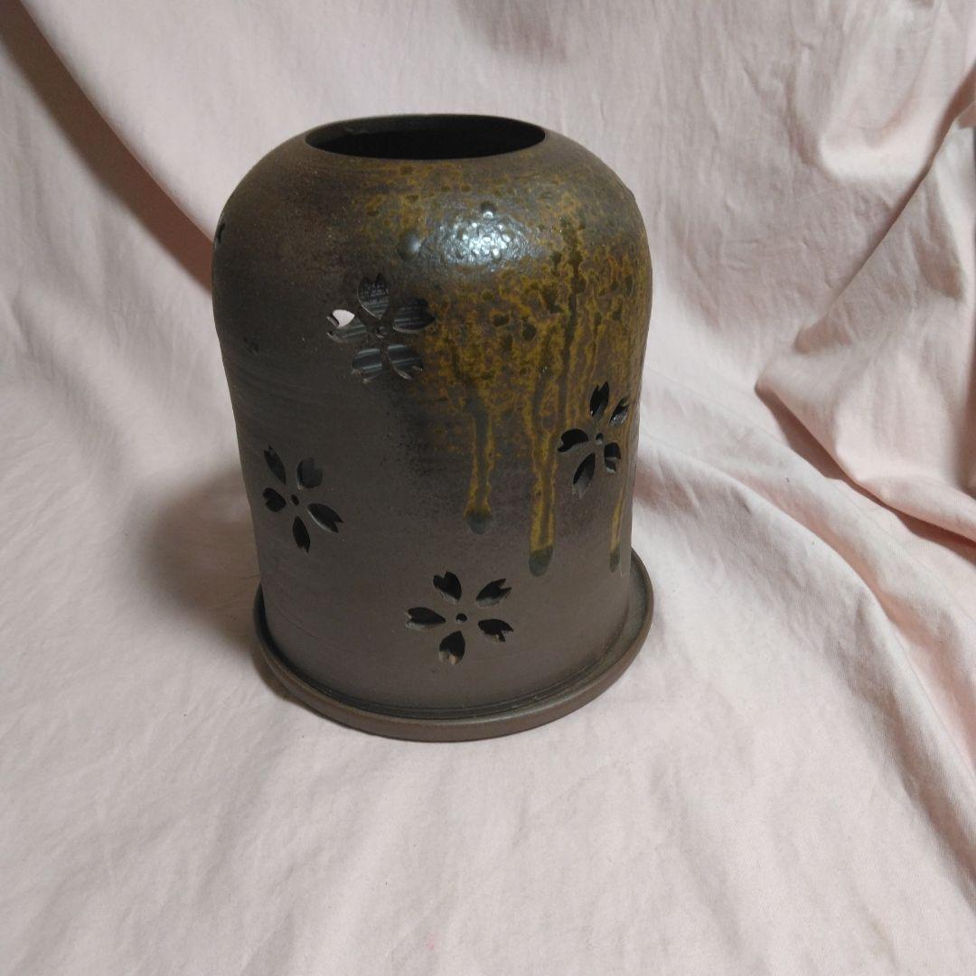 備前焼　作家物　桜の灯り