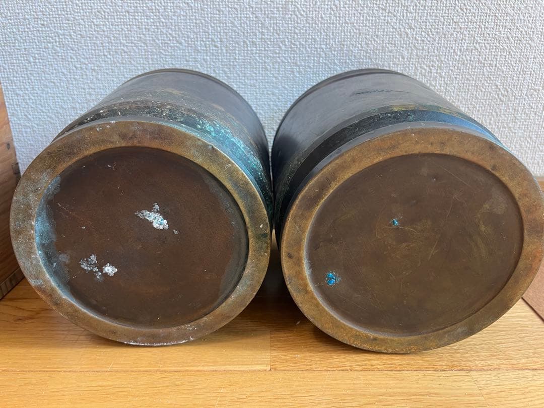 真鍮　火鉢　アンティーク雑貨　古道具　大正昭和レトロ　箱あり　4個セット