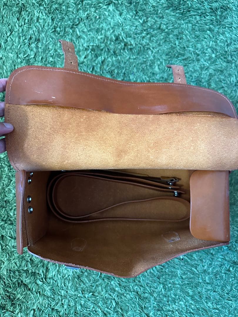 ビンテージ　ブルックスBROOKS ブラウン本革レザーサドルバッググレンブルック