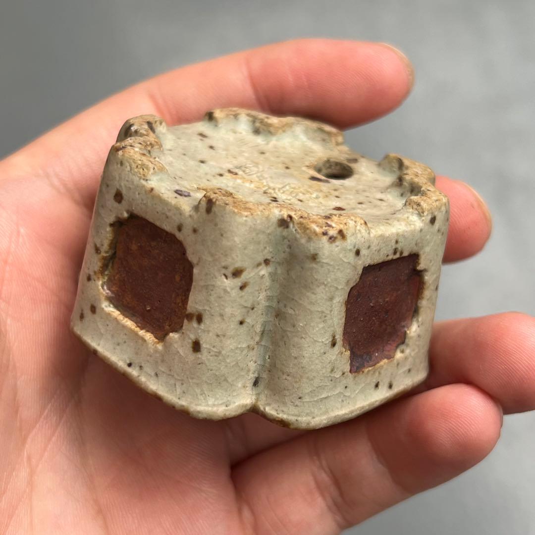 760.夢陶 隅角額入四方 豆鉢 植木鉢 盆栽鉢 5.4*5.2*3cm