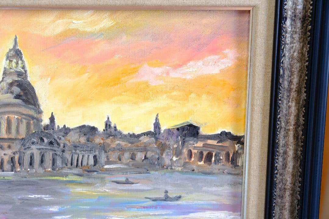 サンタ・マリア・デッラ・サルーテ聖堂　油絵　F6号　額縁付き